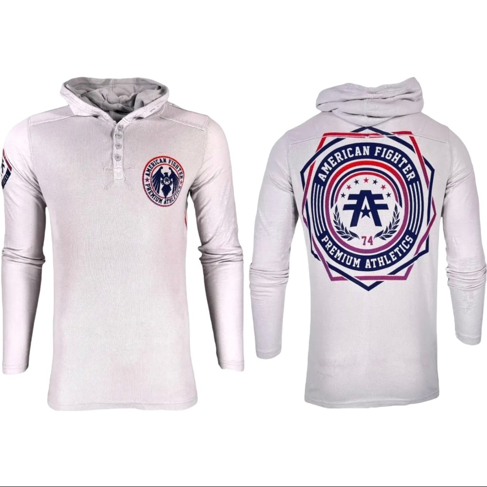 American Fighter Mens Long Sleeve Hoodie CAPELLA Shirt Gray S-3XL
